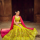Rajwada Women Lime Embroidered Festive Semi Stitched Lehenga With  Unstitched Blouse
