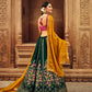 Rajwada Women Dark Green Embroidered Festive Semi Stitched Lehenga With  Unstitched Blouse