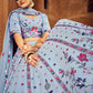 Rajwada Women Sky Blue Embroidered Festive Semi Stitched Lehenga With  Unstitched Blouse