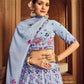 Rajwada Women Sky Blue Embroidered Festive Semi Stitched Lehenga With  Unstitched Blouse