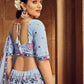 Rajwada Women Sky Blue Embroidered Festive Semi Stitched Lehenga With  Unstitched Blouse