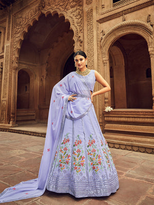 Rajwada Women Sky Blue Embroidered Festive Semi Stitched Lehenga With  Unstitched Blouse