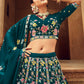 Rajwada Women Teal Embroidered Festive Semi Stitched Lehenga With  Unstitched Blouse