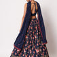 Rajwada Women Elegant Navy Blue Art Silk Semi-Stitched Lehenga Choli