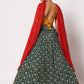Rajwada Women Elegant Green Art Silk Semi-Stitched Lehenga Choli