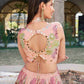Rajwada Women Pink Georgette Embroidered Semi Stitched Lehenga With Unstitched Blouse