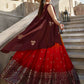Rajwada Women Multicolor Georgette Embroidered Semi Stitched Lehenga With Unstitched Blouse