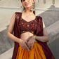 Rajwada Women Multicolor Georgette Embroidered Semi Stitched Lehenga With Unstitched Blouse