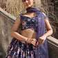 Rajwada Women Blue Georgette Embroidered Semi Stitched Lehenga With Unstitched Blouse