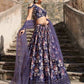 Rajwada Women Blue Georgette Embroidered Semi Stitched Lehenga With Unstitched Blouse