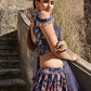 Rajwada Women Blue Georgette Embroidered Semi Stitched Lehenga With Unstitched Blouse