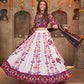 White Viscose Rayon Embroidered Semi Stitched Lehenga Choli