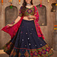 Blue Viscose Rayon Embroidered Semi Stitched Lehenga Choli