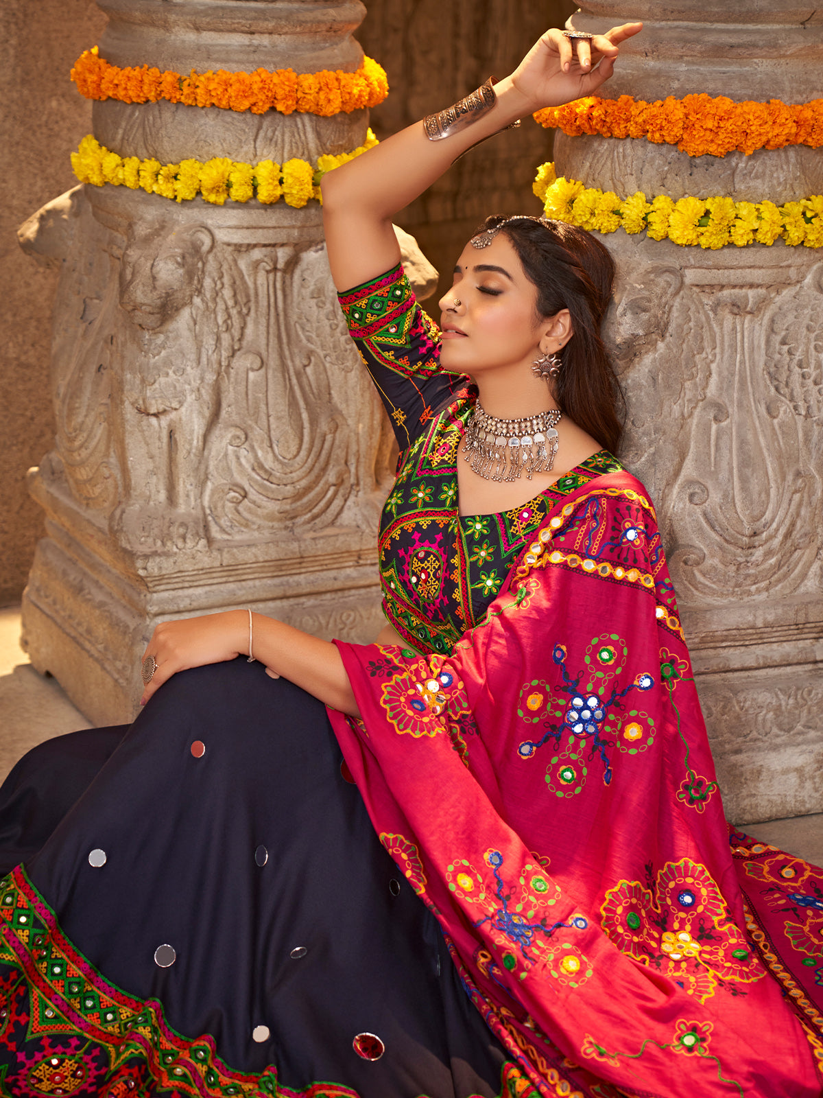 Blue Viscose Rayon Embroidered Semi Stitched Lehenga Choli