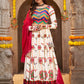 Off White Viscose Rayon Embroidered Semi Stitched Lehenga Choli