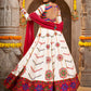 Off White Viscose Rayon Embroidered Semi Stitched Lehenga Choli