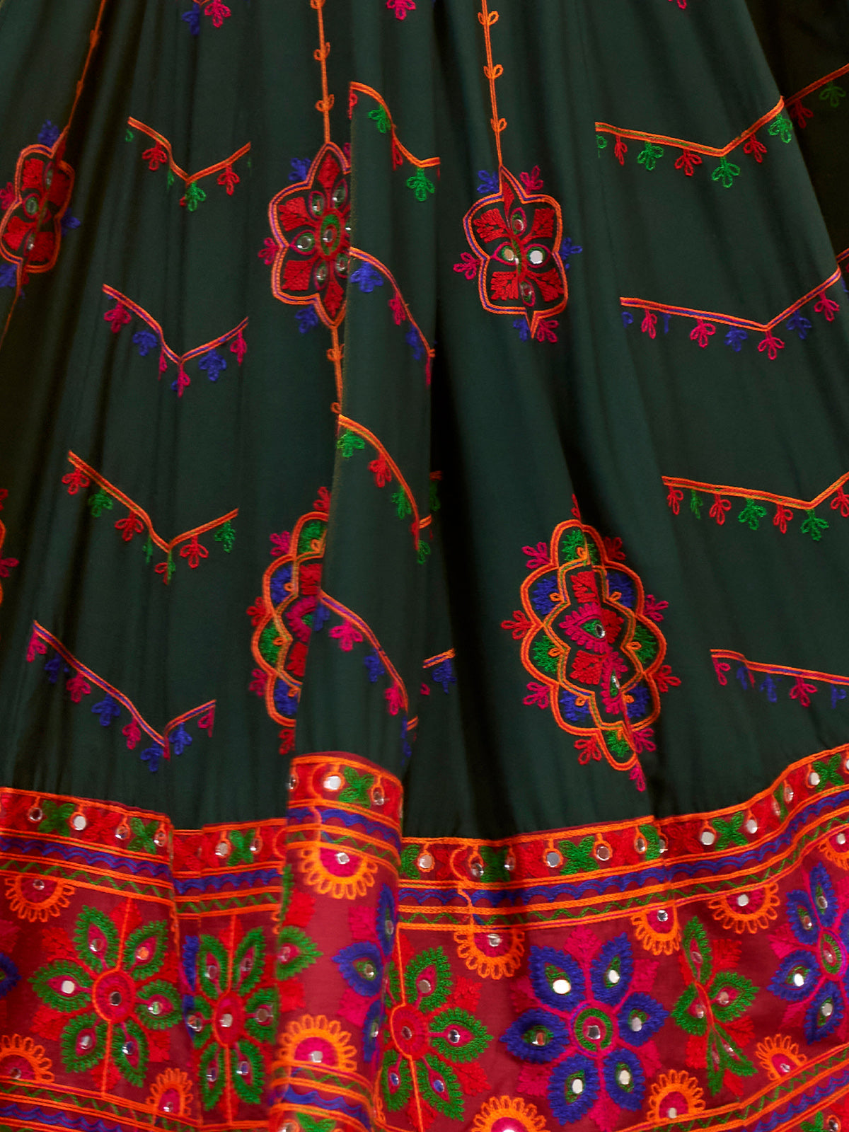 Green Viscose Rayon Embroidered Semi Stitched Lehenga Choli