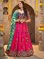 Pink Viscose Rayon Embroidered Semi Stitched Lehenga Choli