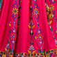 Pink Viscose Rayon Embroidered Semi Stitched Lehenga Choli