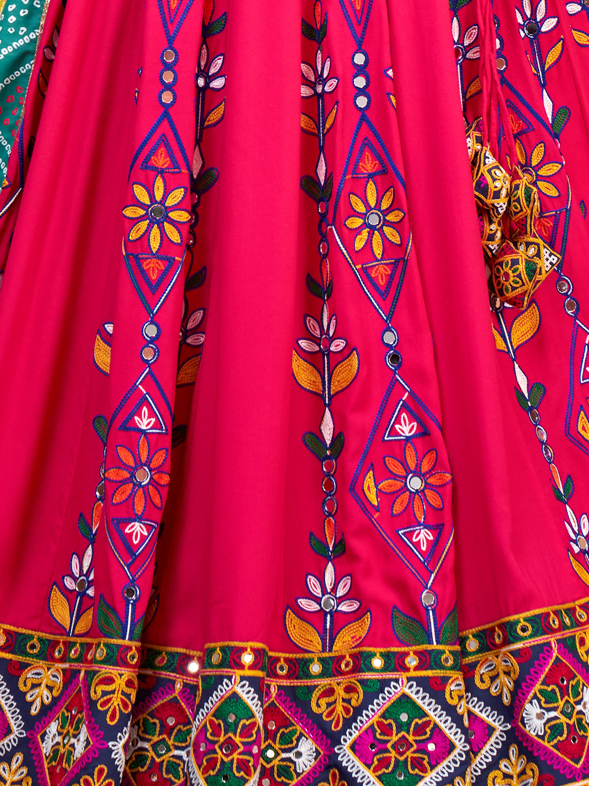Pink Viscose Rayon Embroidered Semi Stitched Lehenga Choli