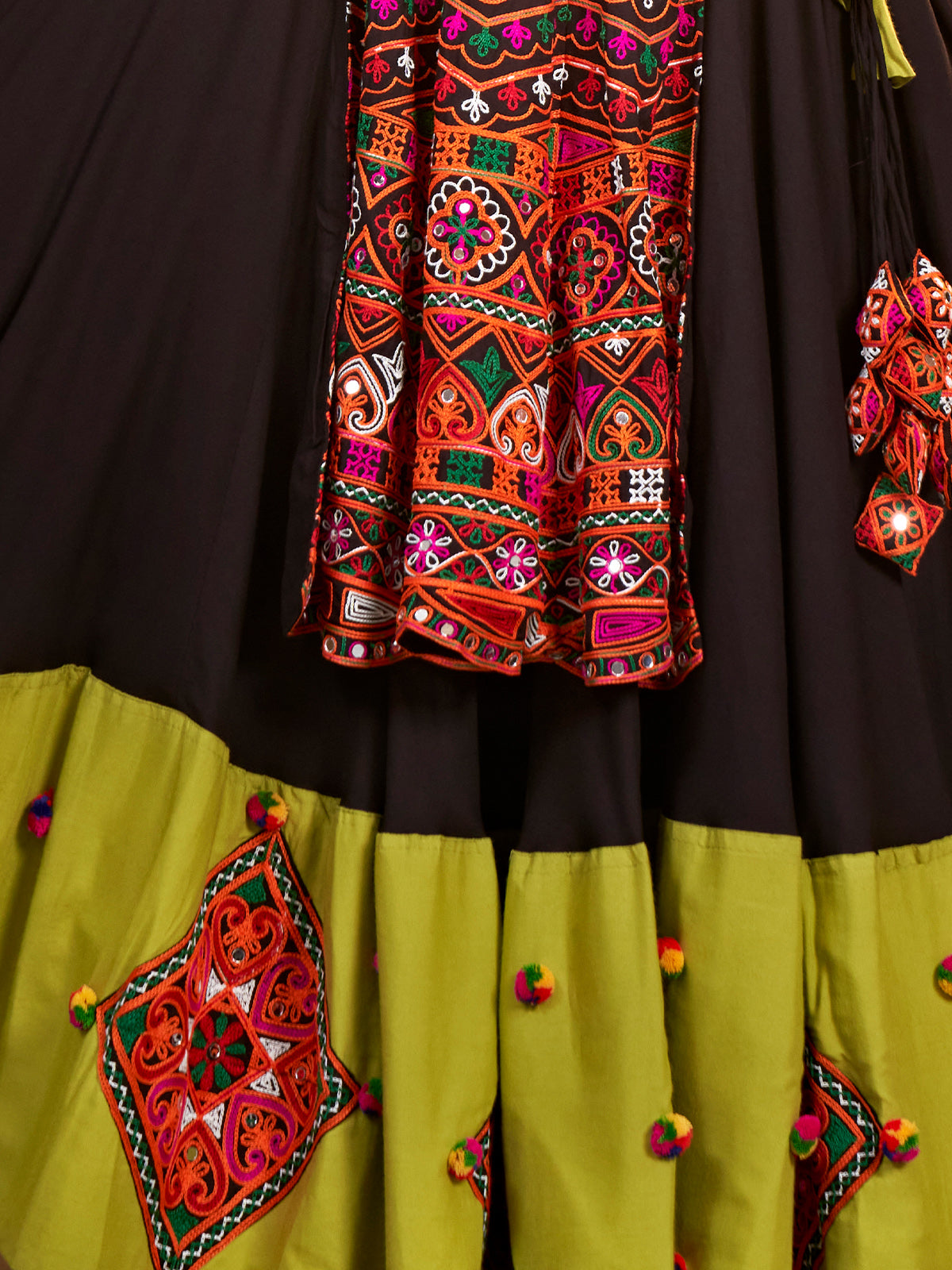 Black Viscose Rayon Embroidered Semi Stitched Lehenga Choli