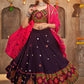 Purple Viscose Rayon Embroidered Semi Stitched Lehenga Choli