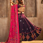 Purple Viscose Rayon Embroidered Semi Stitched Lehenga Choli