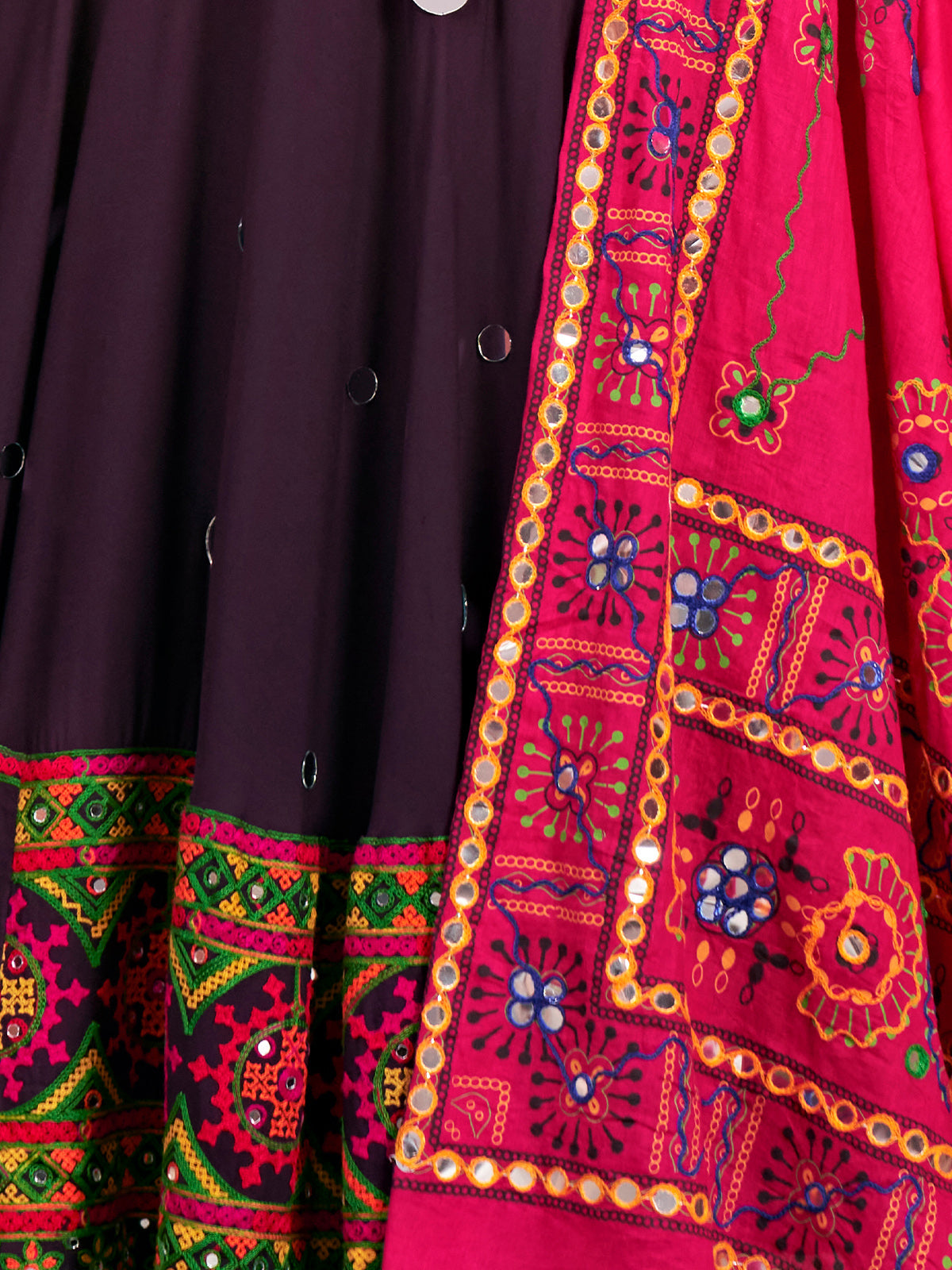 Purple Viscose Rayon Embroidered Semi Stitched Lehenga Choli