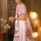 White And Pink Jacquard Cotton Embroidered Semi Stitched Lehenga Choli