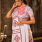 White And Pink Jacquard Cotton Embroidered Semi Stitched Lehenga Choli