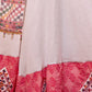 White And Pink Jacquard Cotton Embroidered Semi Stitched Lehenga Choli