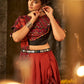 Maroon Cotton Embroidered Semi Stitched Lehenga Choli