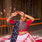 White And Pink Rayon Embroidered Semi Stitched Lehenga Choli