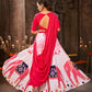 White And Pink Rayon Embroidered Semi Stitched Lehenga Choli