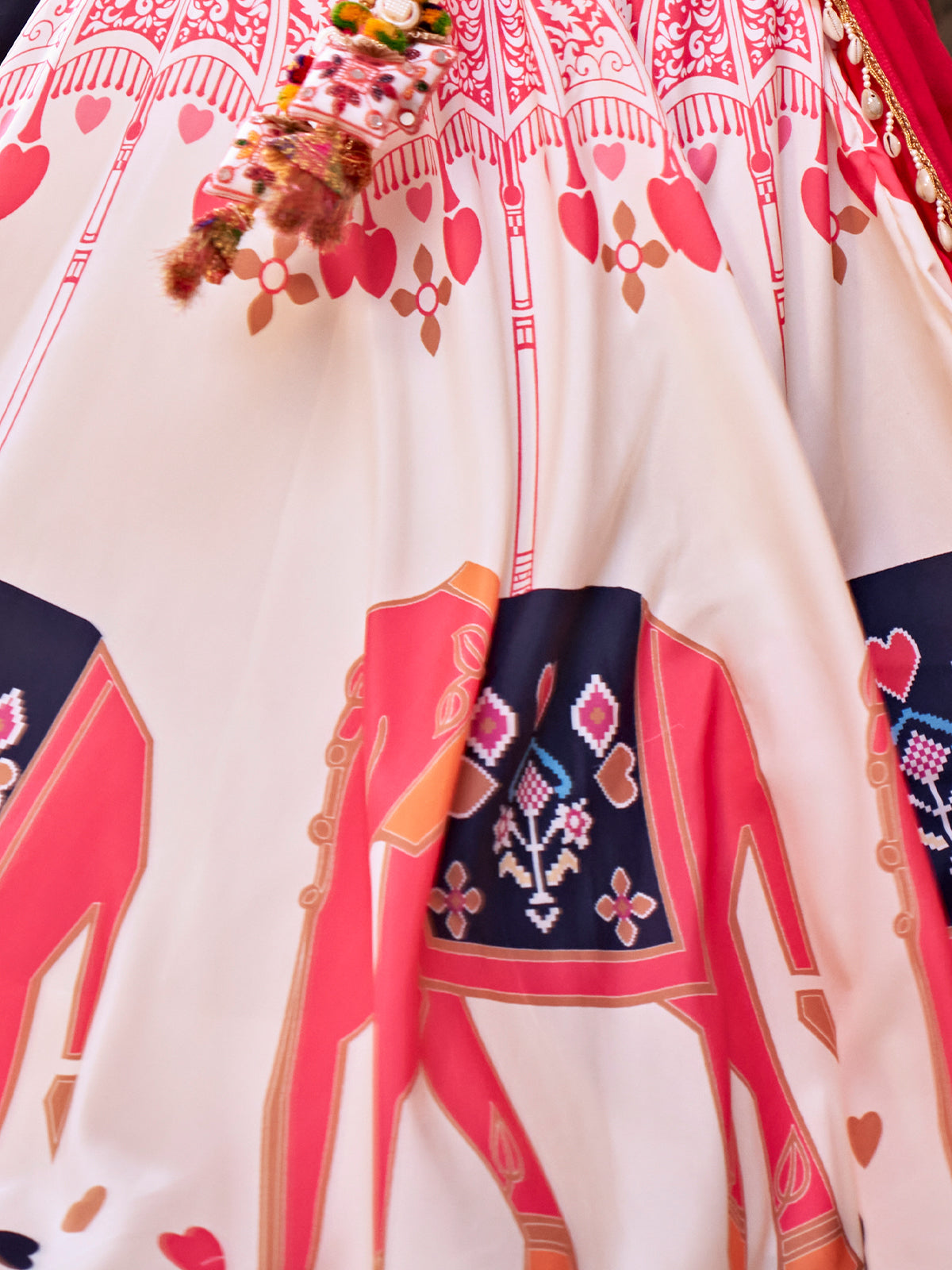 White And Pink Rayon Embroidered Semi Stitched Lehenga Choli