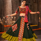Green Viscose Rayon Embroidered Semi Stitched Lehenga Choli
