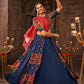 Blue Viscose Rayon Embroidered Semi Stitched Lehenga Choli