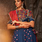Blue Viscose Rayon Embroidered Semi Stitched Lehenga Choli