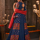 Blue Viscose Rayon Embroidered Semi Stitched Lehenga Choli