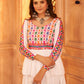 White Viscose Rayon Embroidered  Stitched Lehenga Choli