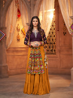 Mustard Viscose Rayon Embroidered  Stitched Lehenga Choli