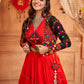 Red Viscose Rayon Embroidered  Stitched Lehenga Choli