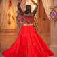 Red Viscose Rayon Embroidered  Stitched Lehenga Choli