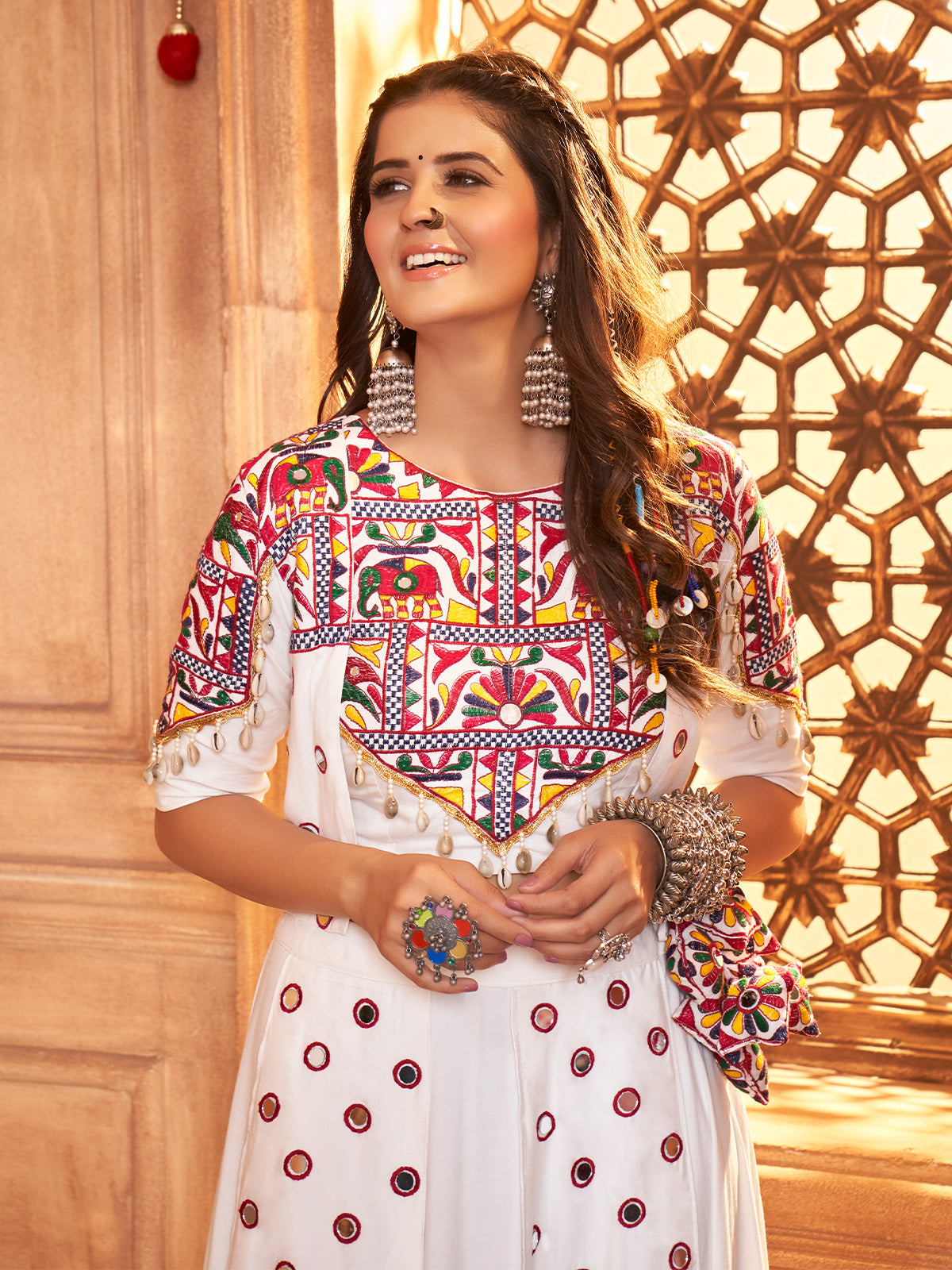 White Viscose Rayon Embroidered  Stitched Lehenga Choli