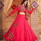 Pink Viscose Rayon Embroidered  Stitched Lehenga Choli