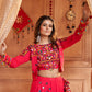 Pink Viscose Rayon Embroidered  Stitched Lehenga Choli