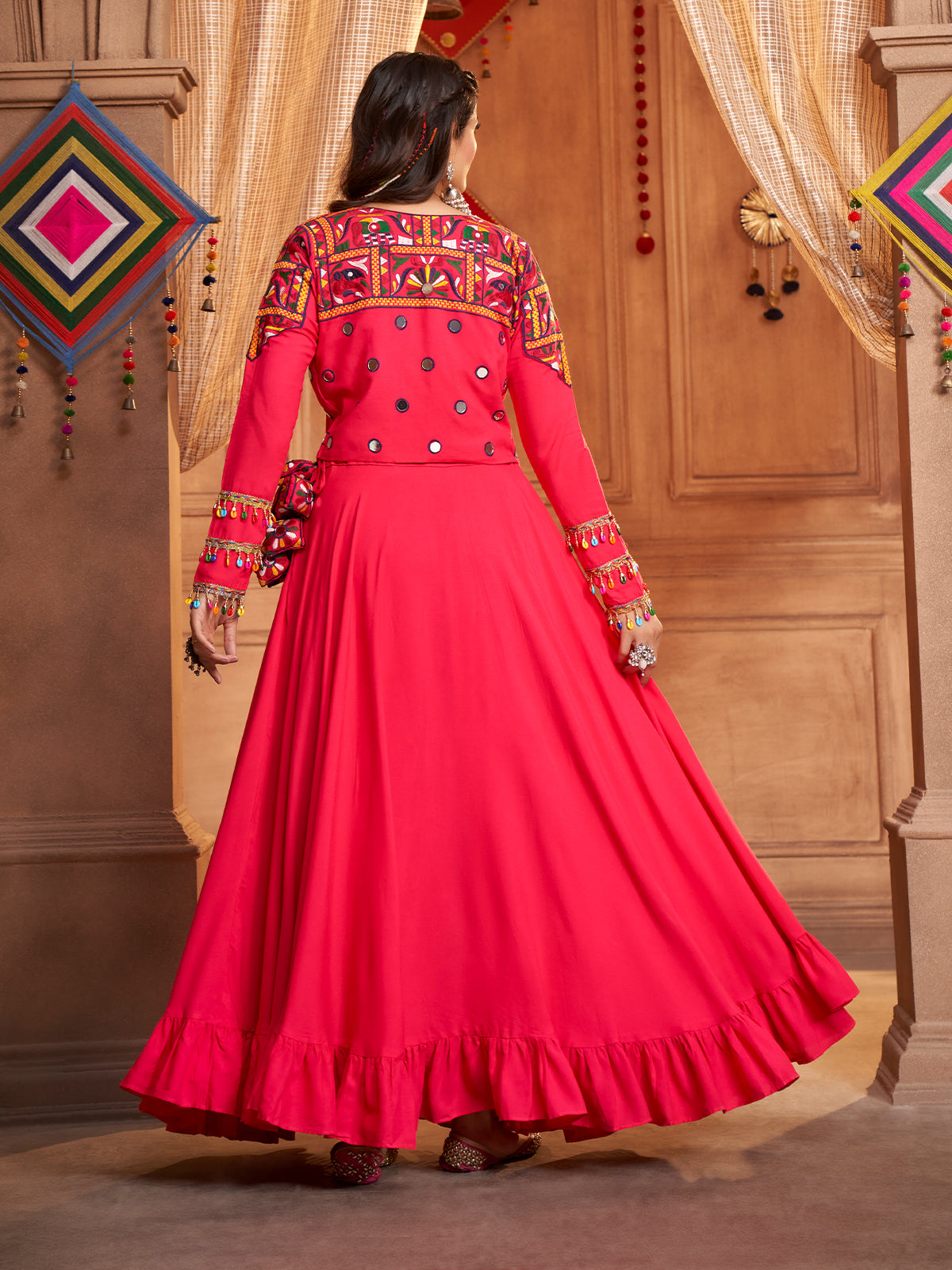 Pink Viscose Rayon Embroidered  Stitched Lehenga Choli
