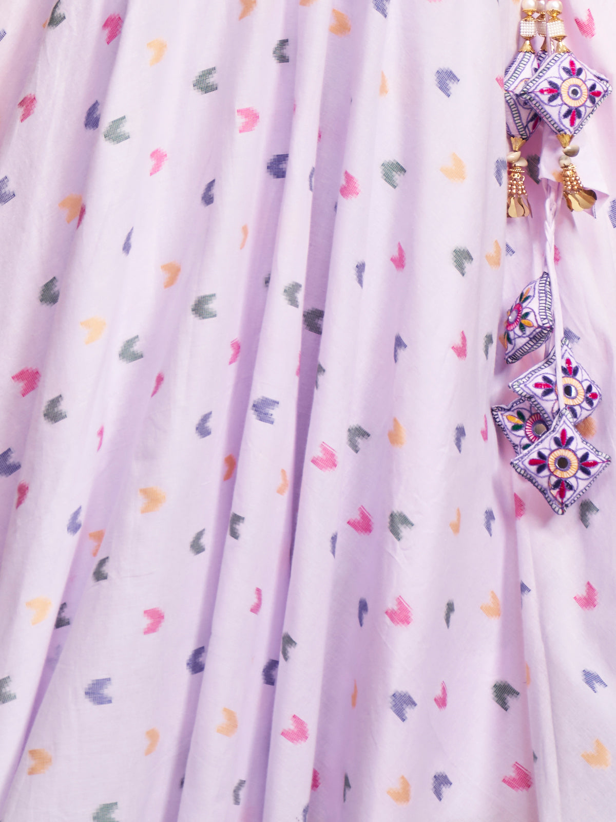 Lavender Cotton Woven  Stitched Lehenga Choli
