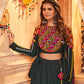 Green Viscose Rayon Embroidered  Stitched Lehenga Choli