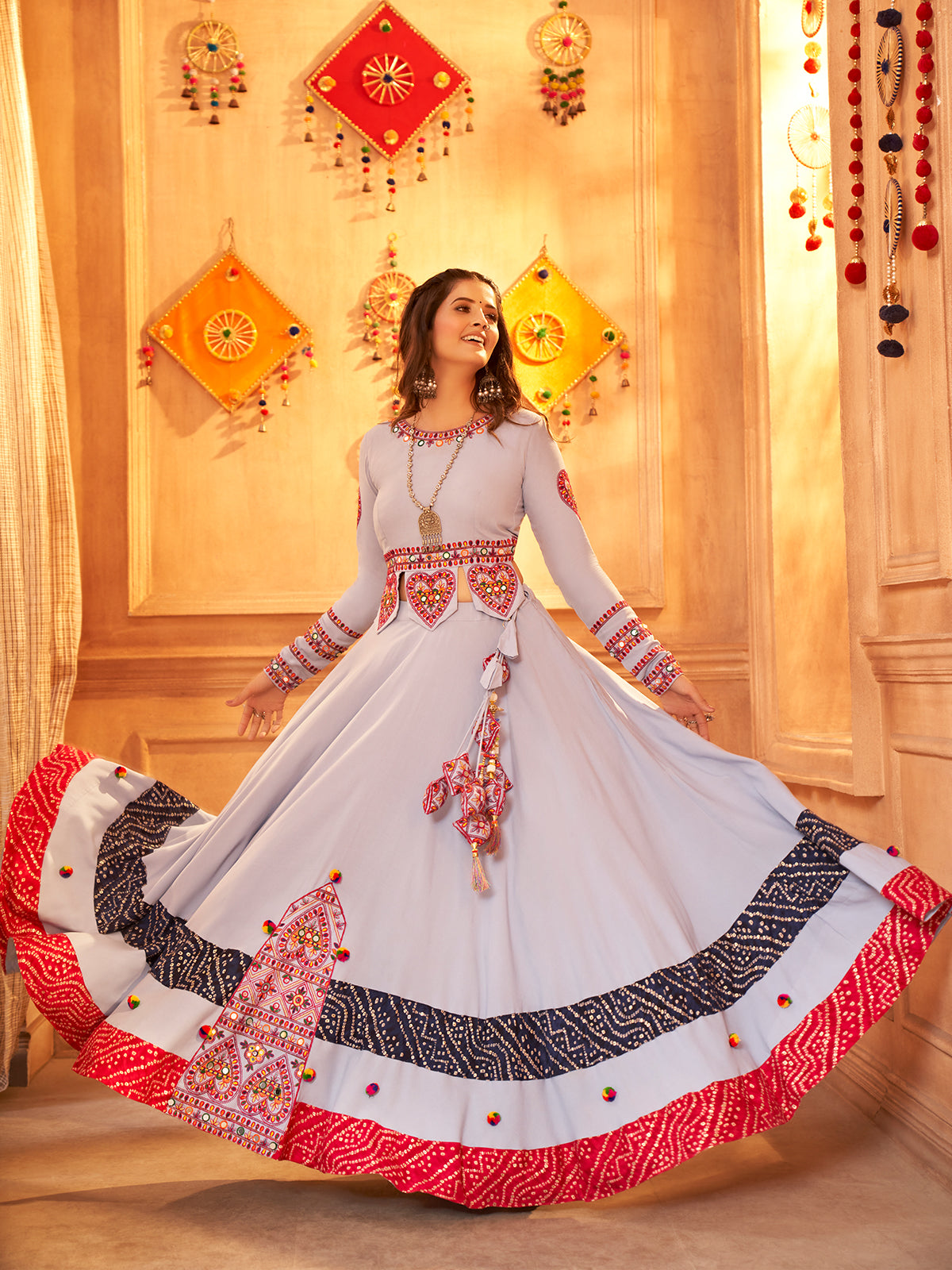 Lavender Viscose Rayon Embroidered  Stitched Lehenga Choli